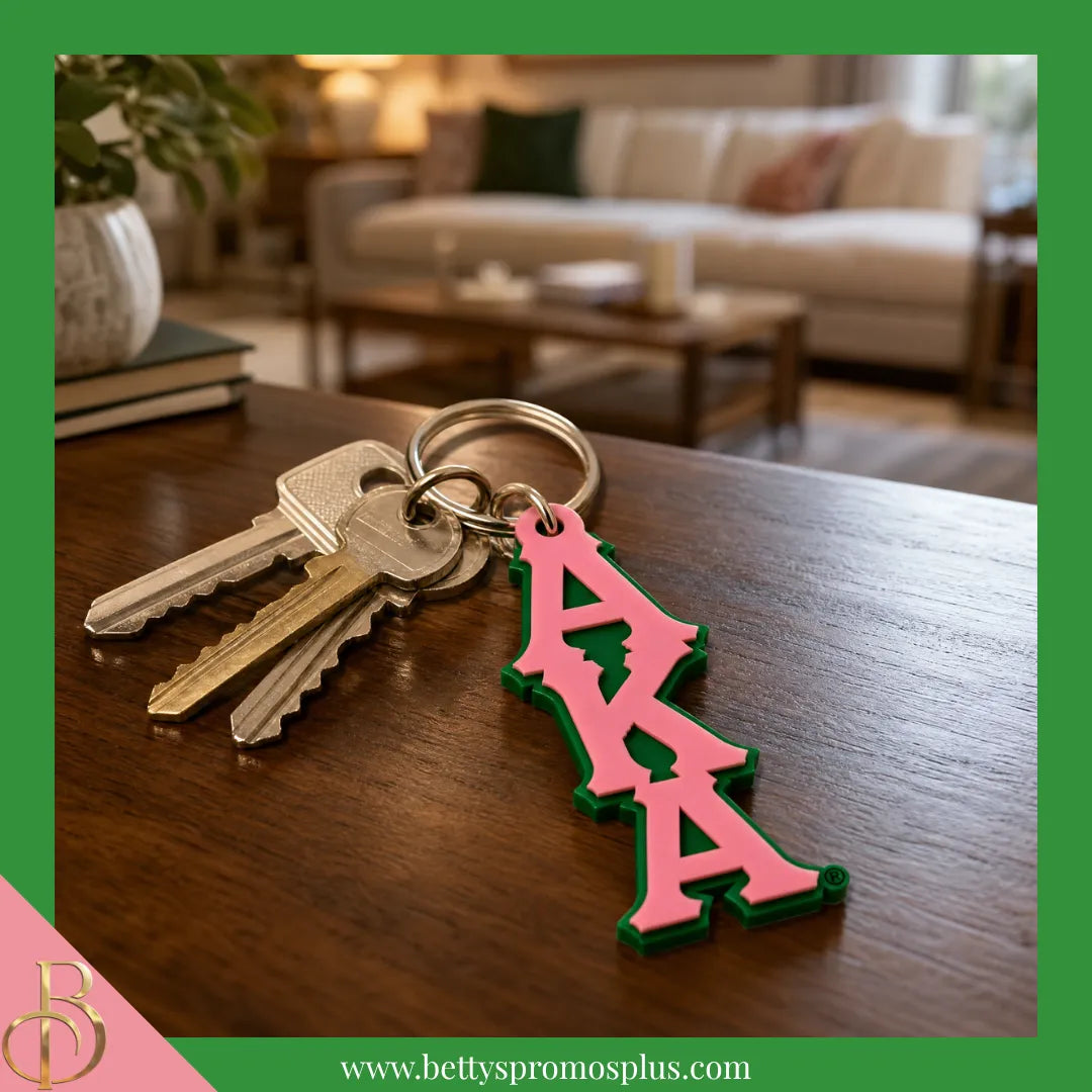 Alpha Kappa Alpha AKA Vertical Greek Letters Acrylic Keychain-Alpha Kappa Alpha Paraphernalia-Alpha Kappa Alpha Keychain-Betty's Promos Plus
