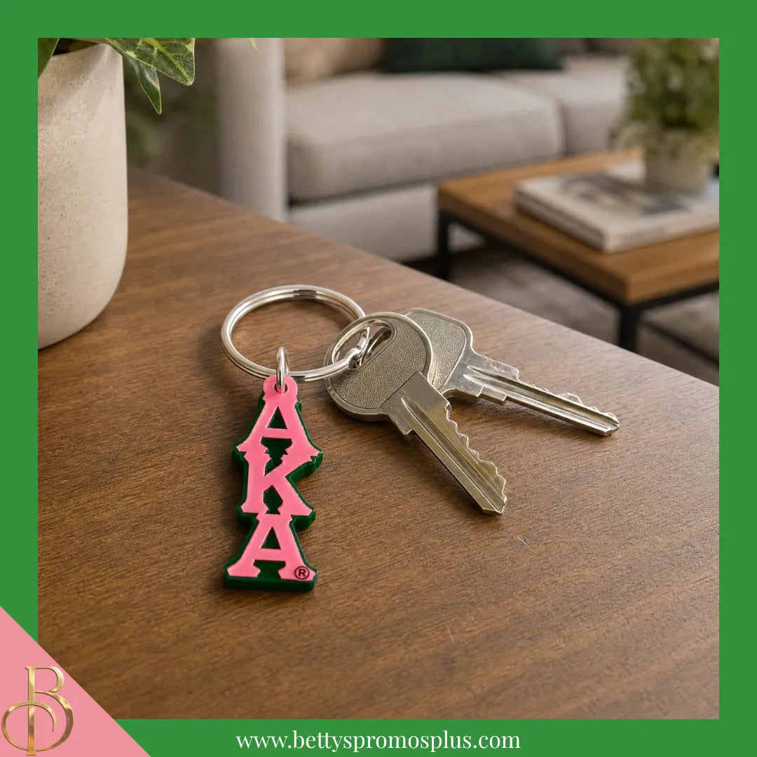 Alpha Kappa Alpha AKA Vertical Greek Letters Acrylic Keychain-Alpha Kappa Alpha Paraphernalia-Alpha Kappa Alpha Keychain-Betty's Promos Plus