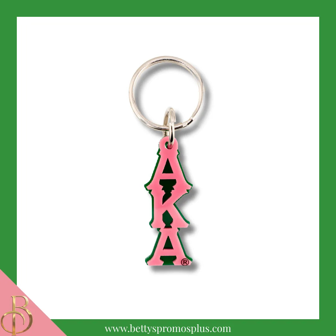 Alpha Kappa Alpha AKA Vertical Greek Letters Acrylic Keychain-Pink-Small-Alpha Kappa Alpha Paraphernalia-Alpha Kappa Alpha Keychain-Betty's Promos Plus