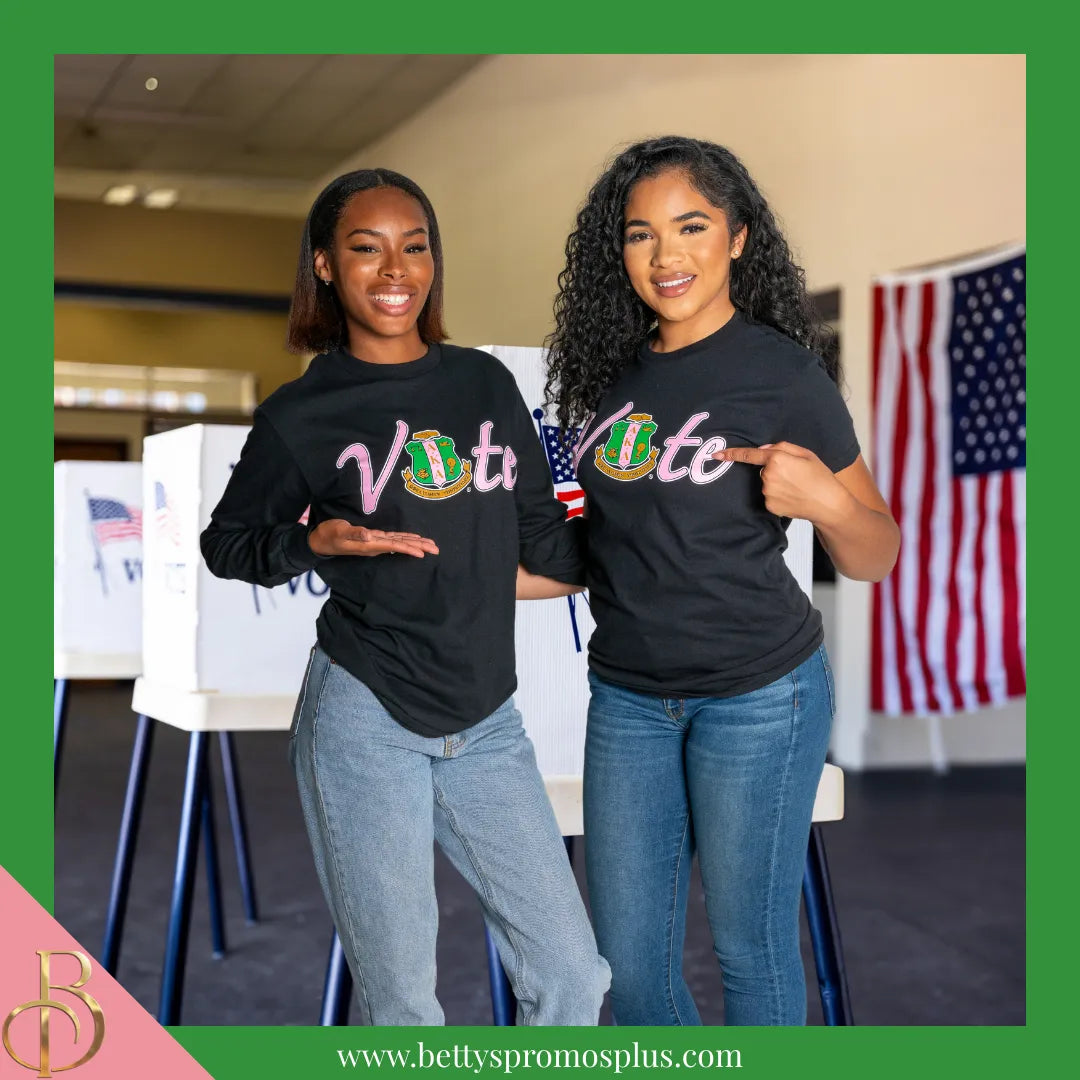 Alpha Kappa Alpha AKA VOTE Screen Printed T-Shirt-Alpha Kappa Alpha Paraphernalia-Alpha Kappa Alpha T-Shirts-Betty's Promos Plus