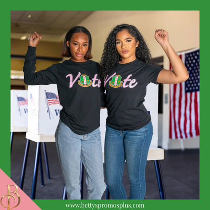 Alpha Kappa Alpha AKA VOTE Screen Printed T-Shirt-Alpha Kappa Alpha Paraphernalia-Alpha Kappa Alpha T-Shirts-Betty's Promos Plus