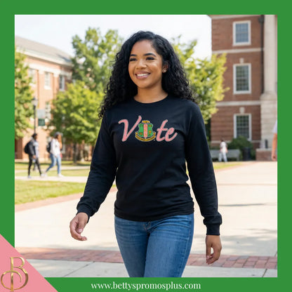 Alpha Kappa Alpha AKA VOTE Screen Printed T-Shirt-Alpha Kappa Alpha Paraphernalia-Alpha Kappa Alpha T-Shirts-Betty's Promos Plus