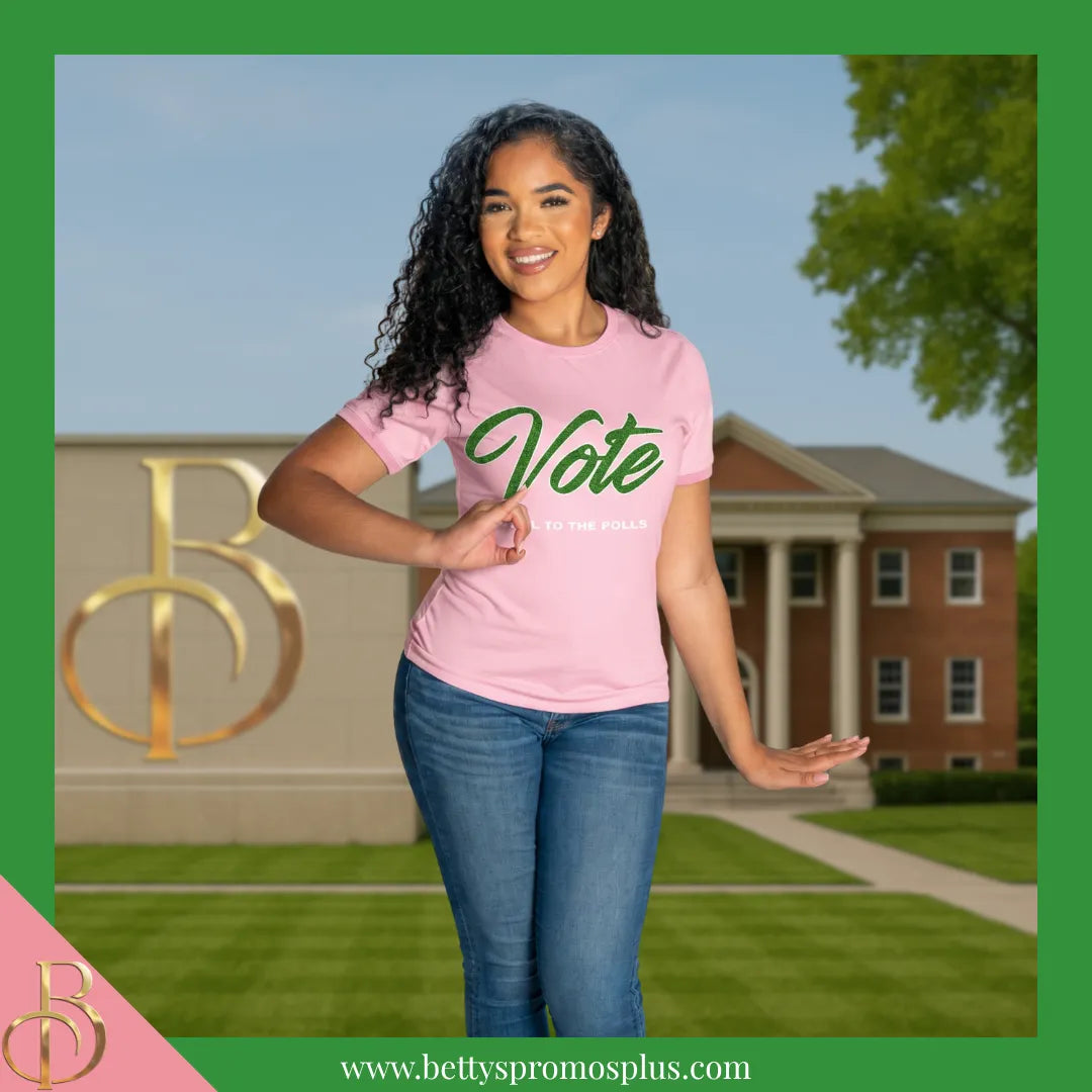 Alpha Kappa Alpha AKA Vote: Stroll to the Polls Screen Printed T-Shirt-Alpha Kappa Alpha Paraphernalia-Alpha Kappa Alpha T-Shirts-Betty's Promos Plus