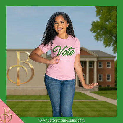 Alpha Kappa Alpha AKA Vote: Stroll to the Polls Screen Printed T-Shirt-Alpha Kappa Alpha Paraphernalia-Alpha Kappa Alpha T-Shirts-Betty's Promos Plus