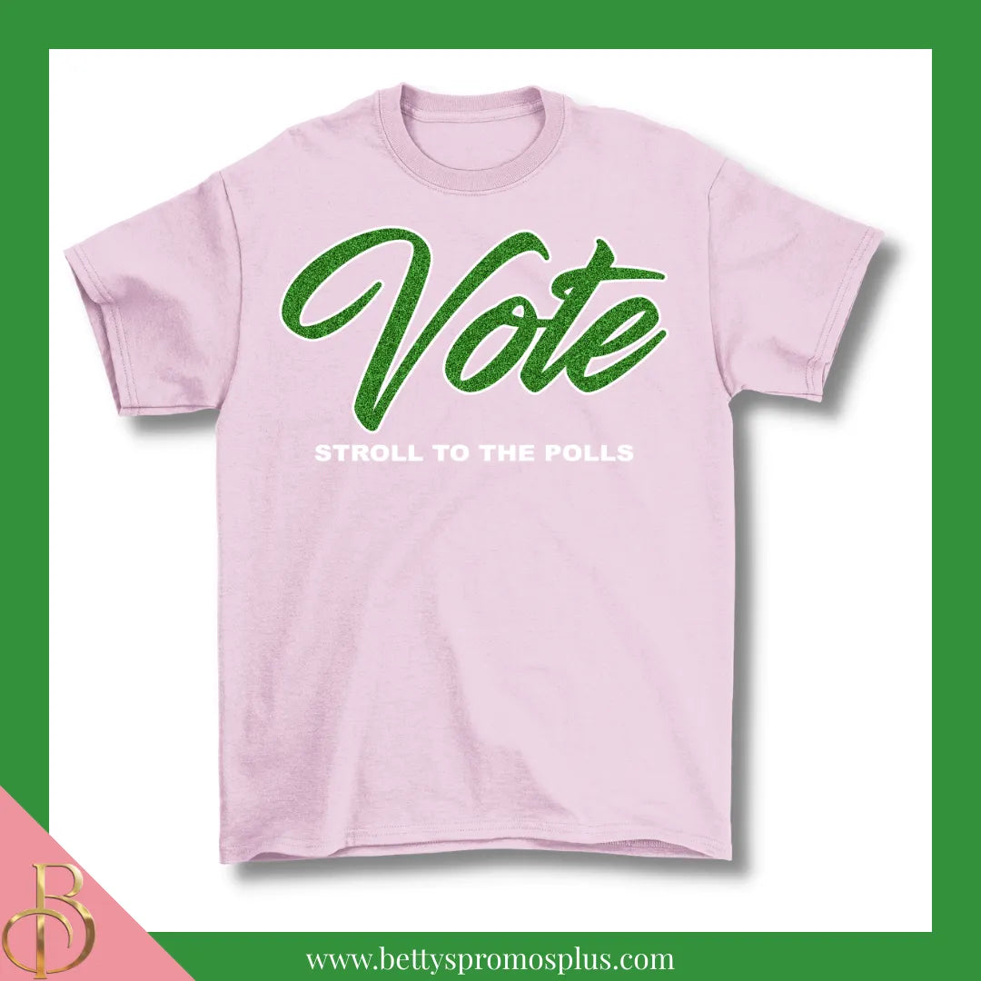 Alpha Kappa Alpha AKA Vote: Stroll to the Polls Screen Printed T-Shirt-Alpha Kappa Alpha Paraphernalia-Alpha Kappa Alpha T-Shirts-Betty's Promos Plus