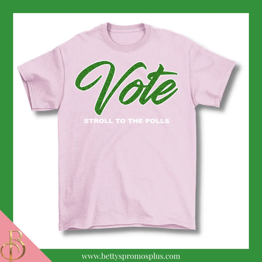 Alpha Kappa Alpha AKA Vote: Stroll to the Polls Screen Printed T-Shirt-Alpha Kappa Alpha Paraphernalia-Alpha Kappa Alpha T-Shirts-Betty's Promos Plus