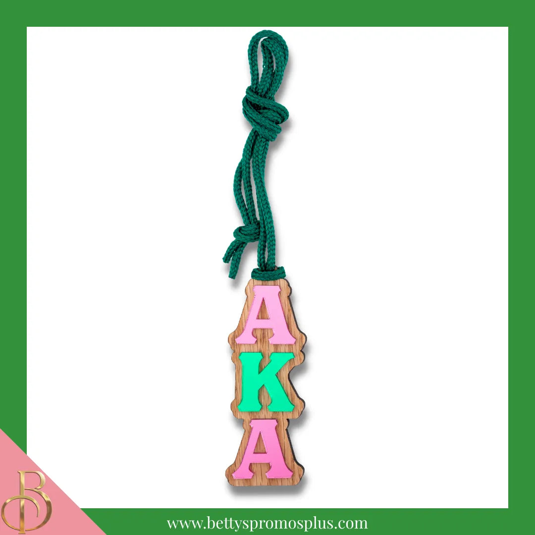 Alpha Kappa Alpha AKA Wood with Acrylic Greek Letters Tiki Necklace-Green-Alpha Kappa Alpha Paraphernalia-Alpha Kappa Alpha Tiki Necklace-Betty's Promos Plus