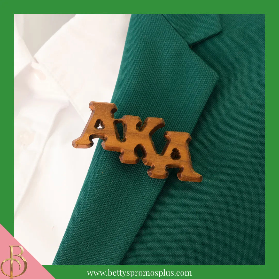 Alpha Kappa Alpha AKA Wooden Greek Letters Lapel Pin-Alpha Kappa Alpha Paraphernalia-Alpha Kappa Alpha Lapel Pin-Betty's Promos Plus