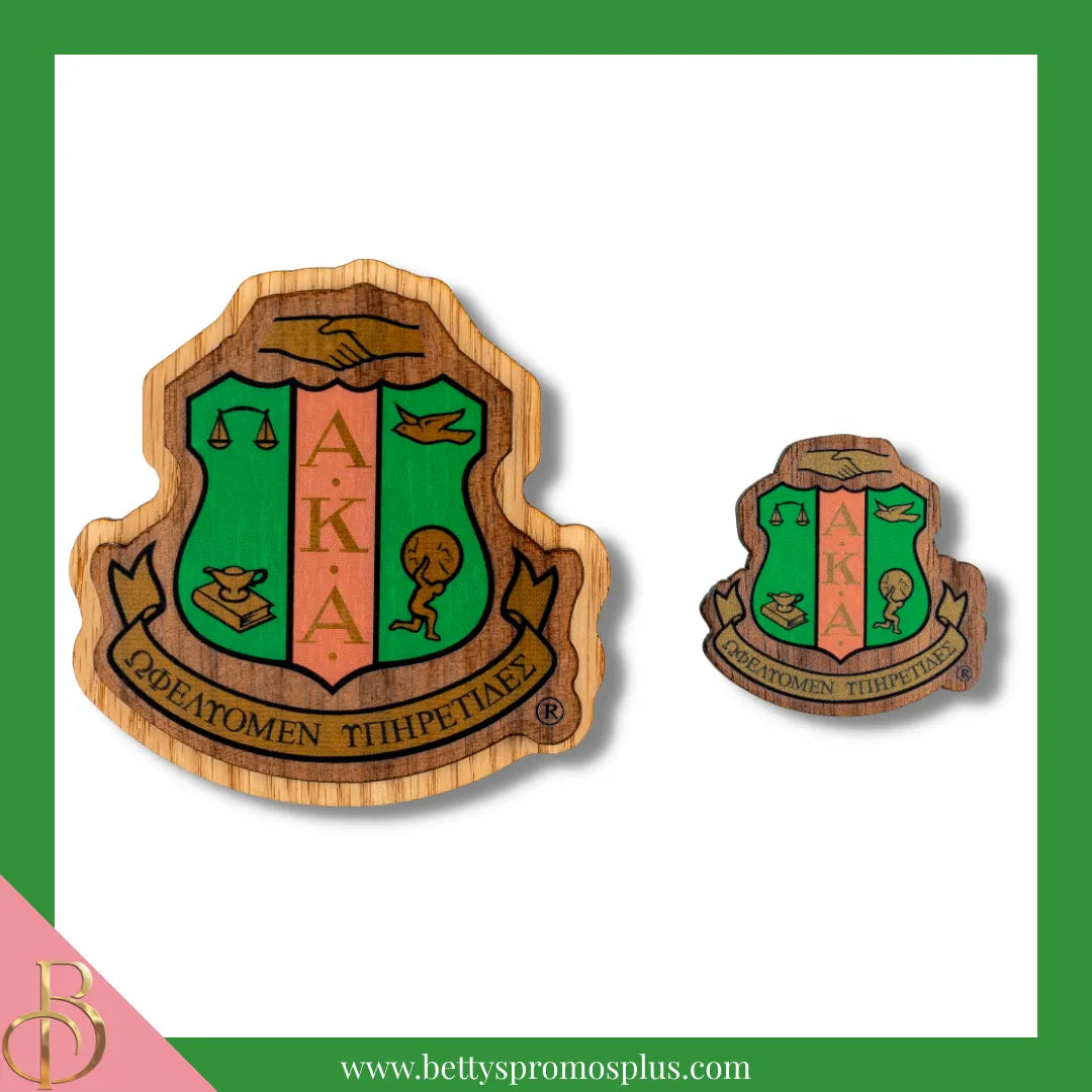Alpha Kappa Alpha AKA Wooden Shield Decal-Alpha Kappa Alpha Paraphernalia-Alpha Kappa Alpha Wood Decal-Betty's Promos Plus