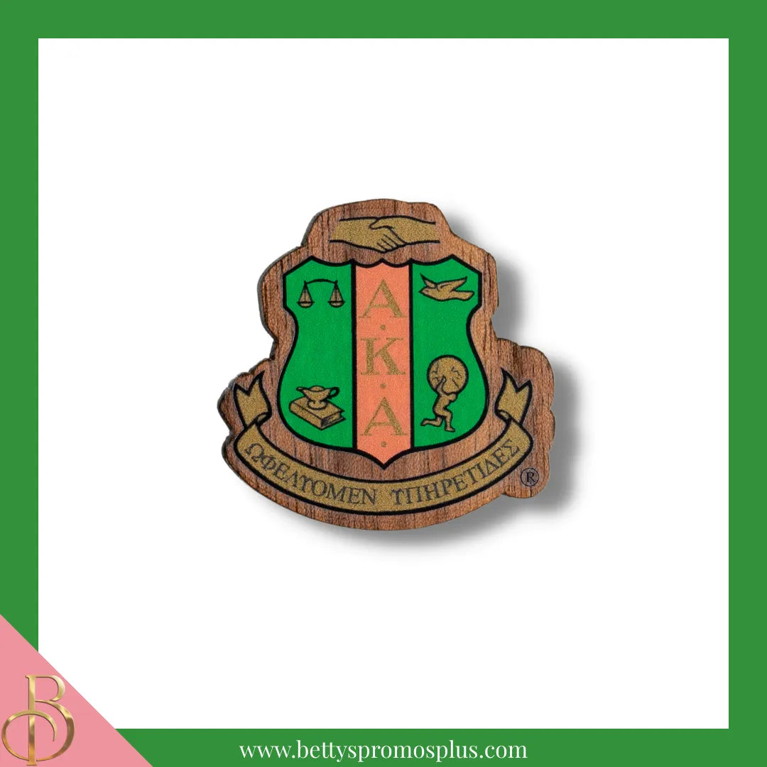 Alpha Kappa Alpha AKA Wooden Shield Decal-Small-Alpha Kappa Alpha Paraphernalia-Alpha Kappa Alpha Wood Decal-Betty's Promos Plus