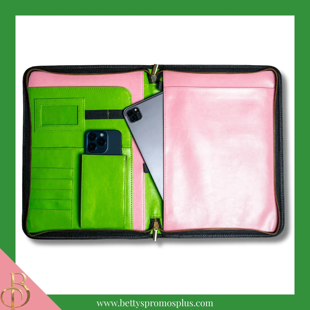 Alpha Kappa Alpha AKA Zip Around Business Padfolio-Alpha Kappa Alpha Paraphernalia-Alpha Kappa Alpha Padfolio-Betty's Promos Plus