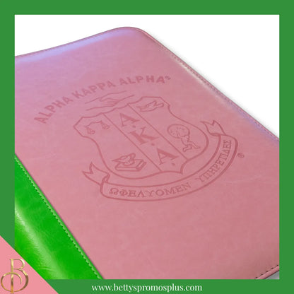 Alpha Kappa Alpha AKA Zip Around Business Padfolio-Alpha Kappa Alpha Paraphernalia-Alpha Kappa Alpha Padfolio-Betty's Promos Plus