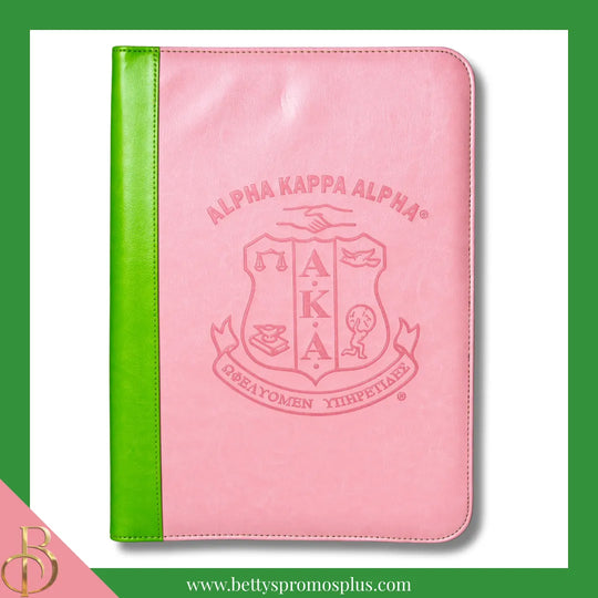 Alpha Kappa Alpha AKA Zip Around Business Padfolio-Alpha Kappa Alpha Paraphernalia-Alpha Kappa Alpha Padfolio-Betty's Promos Plus
