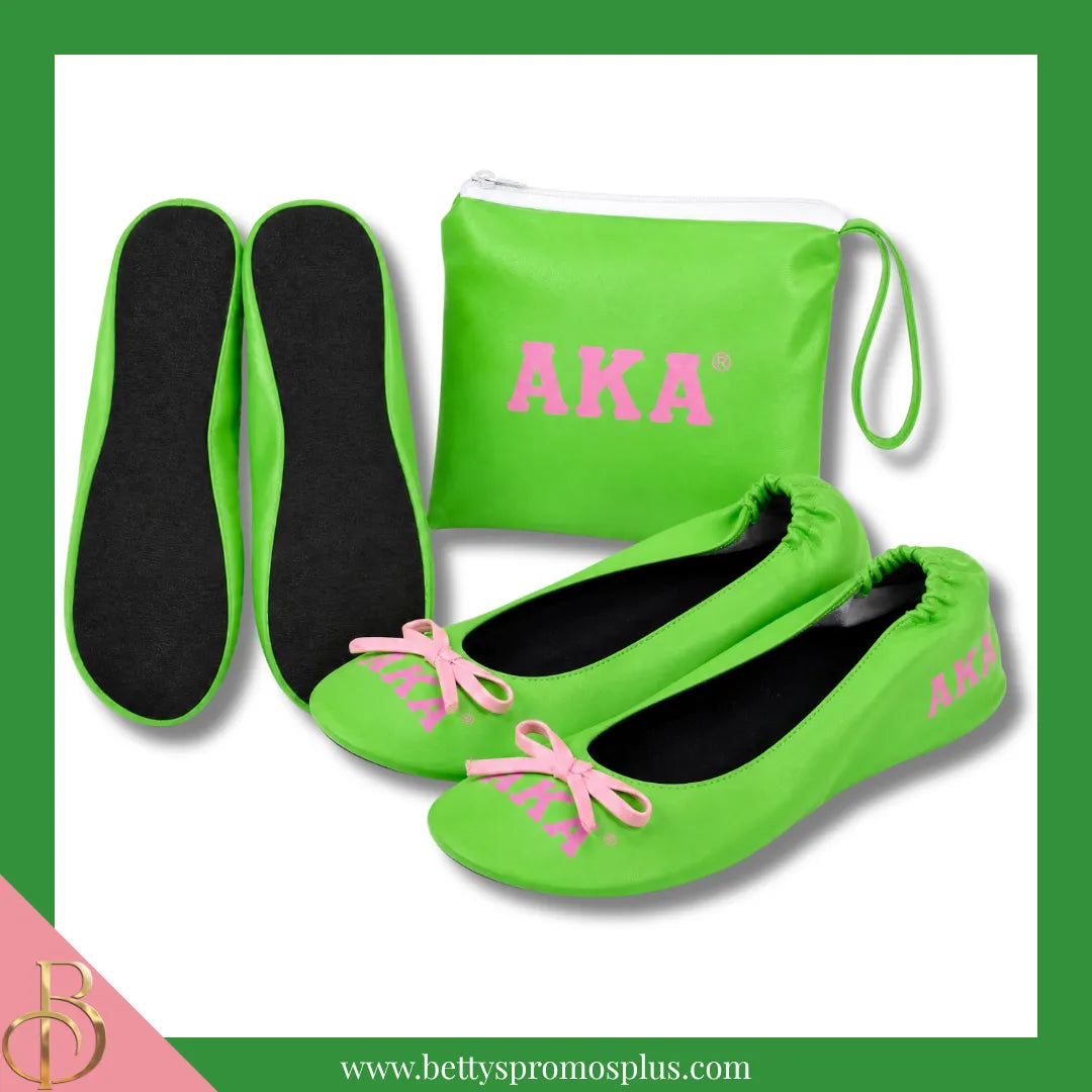 Alpha Kappa Alpha Ballet Flats w/ Carrying Case-Alpha Kappa Alpha Paraphernalia-Alpha Kappa Alpha Ballet Flats-Betty's Promos Plus