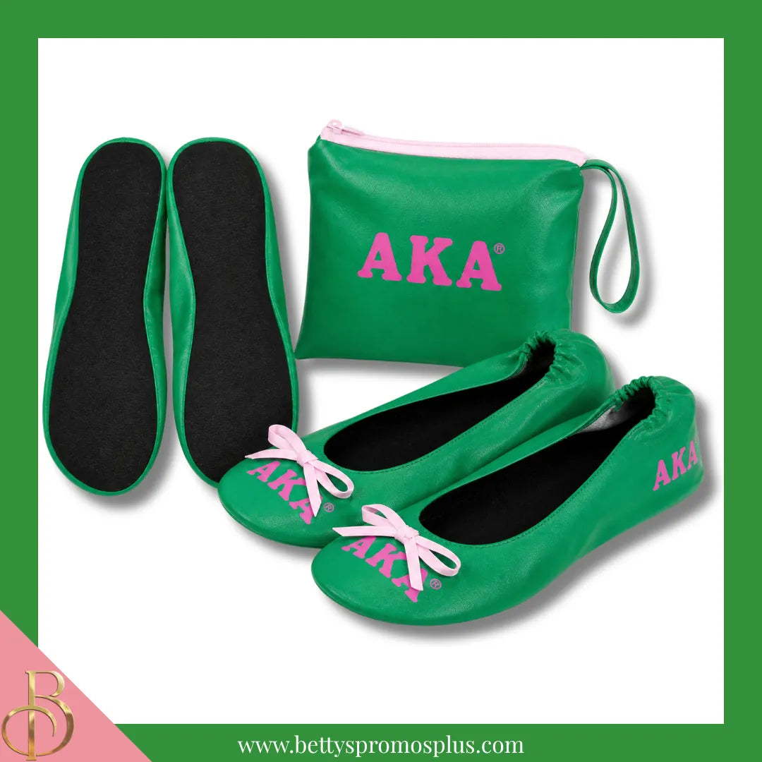 Alpha Kappa Alpha Ballet Flats w/ Carrying Case-Alpha Kappa Alpha Paraphernalia-Alpha Kappa Alpha Ballet Flats-Betty's Promos Plus