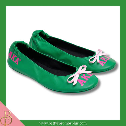 Alpha Kappa Alpha Ballet Flats w/ Carrying Case-Alpha Kappa Alpha Paraphernalia-Alpha Kappa Alpha Ballet Flats-Betty's Promos Plus