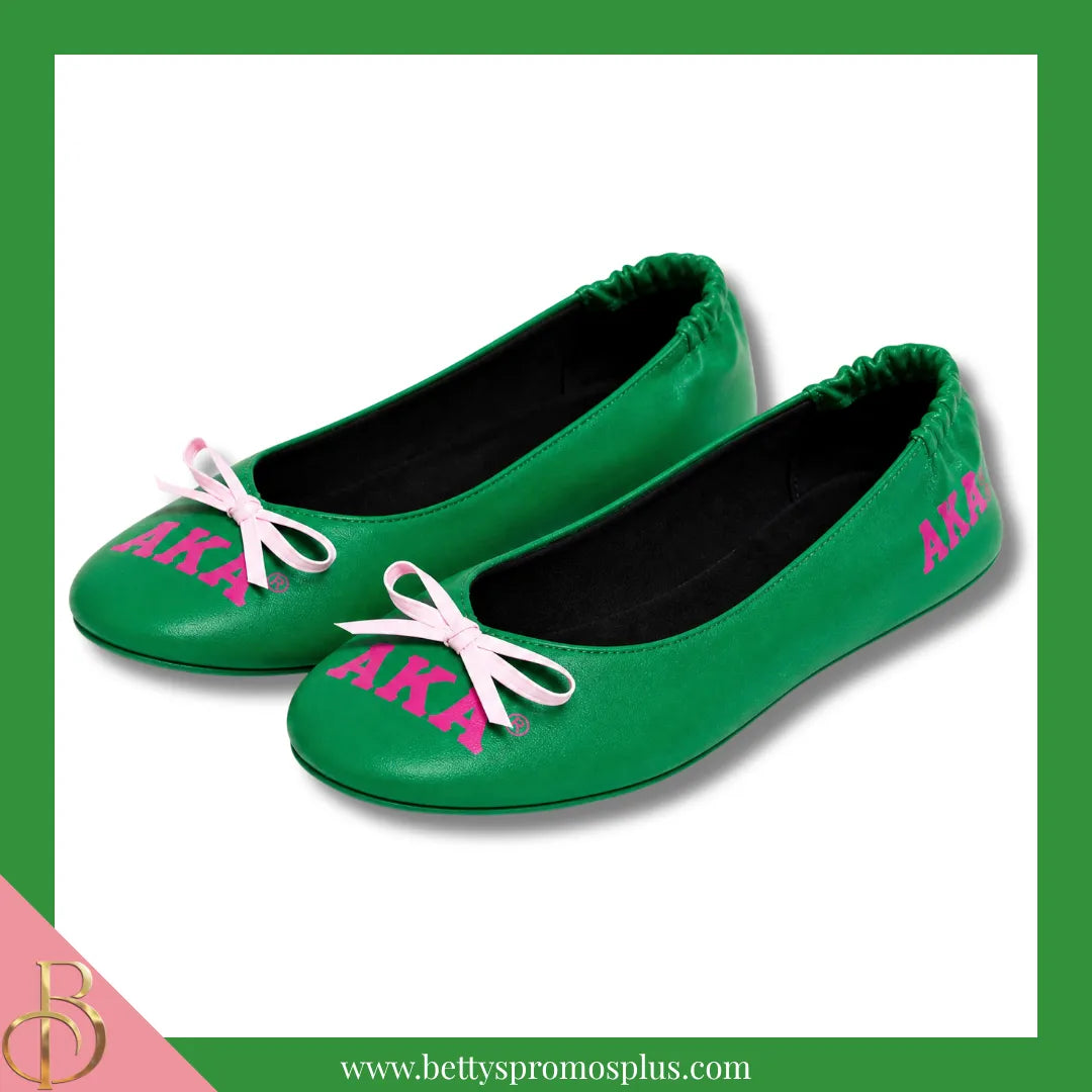 Alpha Kappa Alpha Ballet Flats w/ Carrying Case-Alpha Kappa Alpha Paraphernalia-Alpha Kappa Alpha Ballet Flats-Betty's Promos Plus