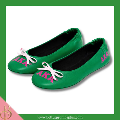 Alpha Kappa Alpha Ballet Flats w/ Carrying Case-Alpha Kappa Alpha Paraphernalia-Alpha Kappa Alpha Ballet Flats-Betty's Promos Plus