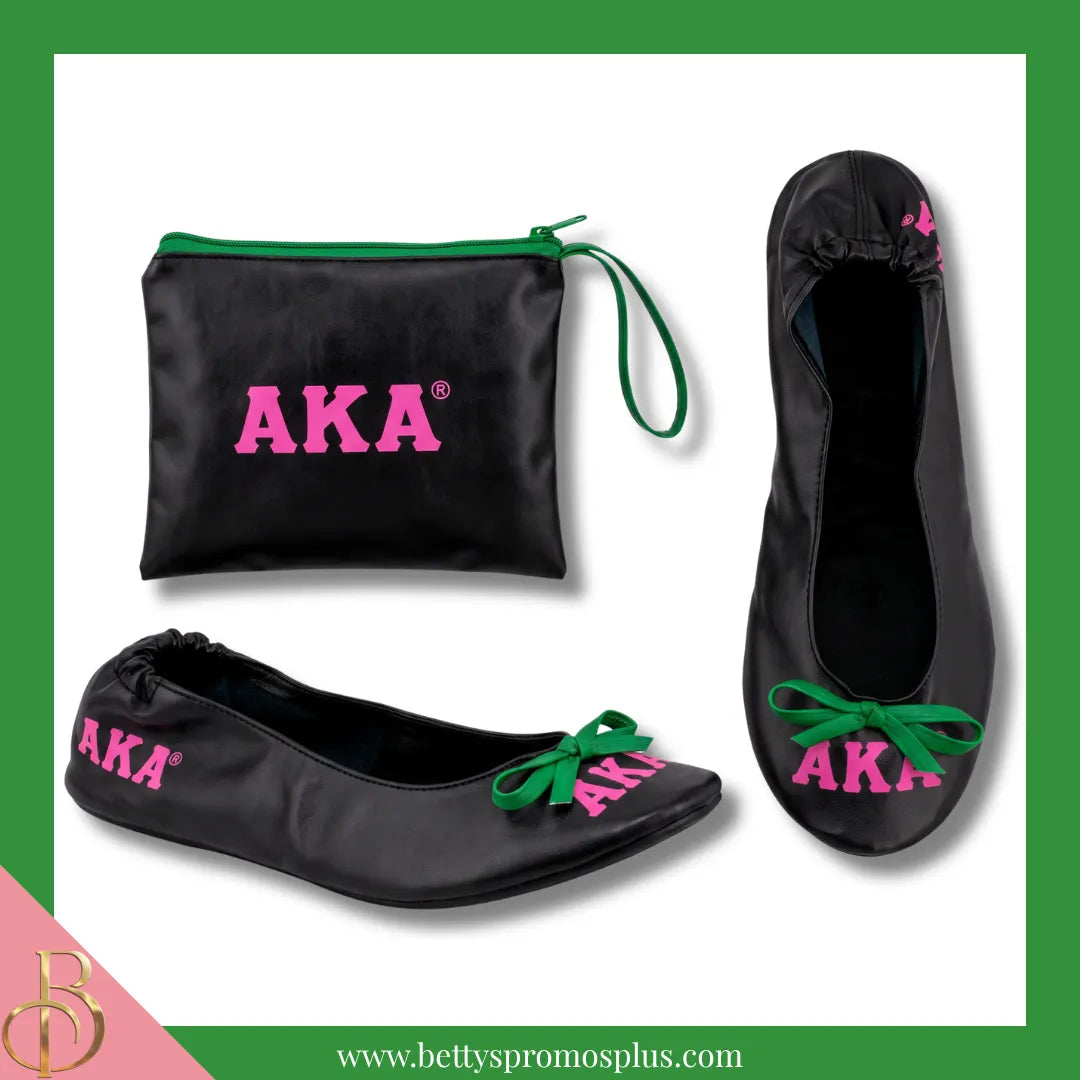 Alpha Kappa Alpha Ballet Flats w/ Carrying Case-Alpha Kappa Alpha Paraphernalia-Alpha Kappa Alpha Ballet Flats-Betty's Promos Plus