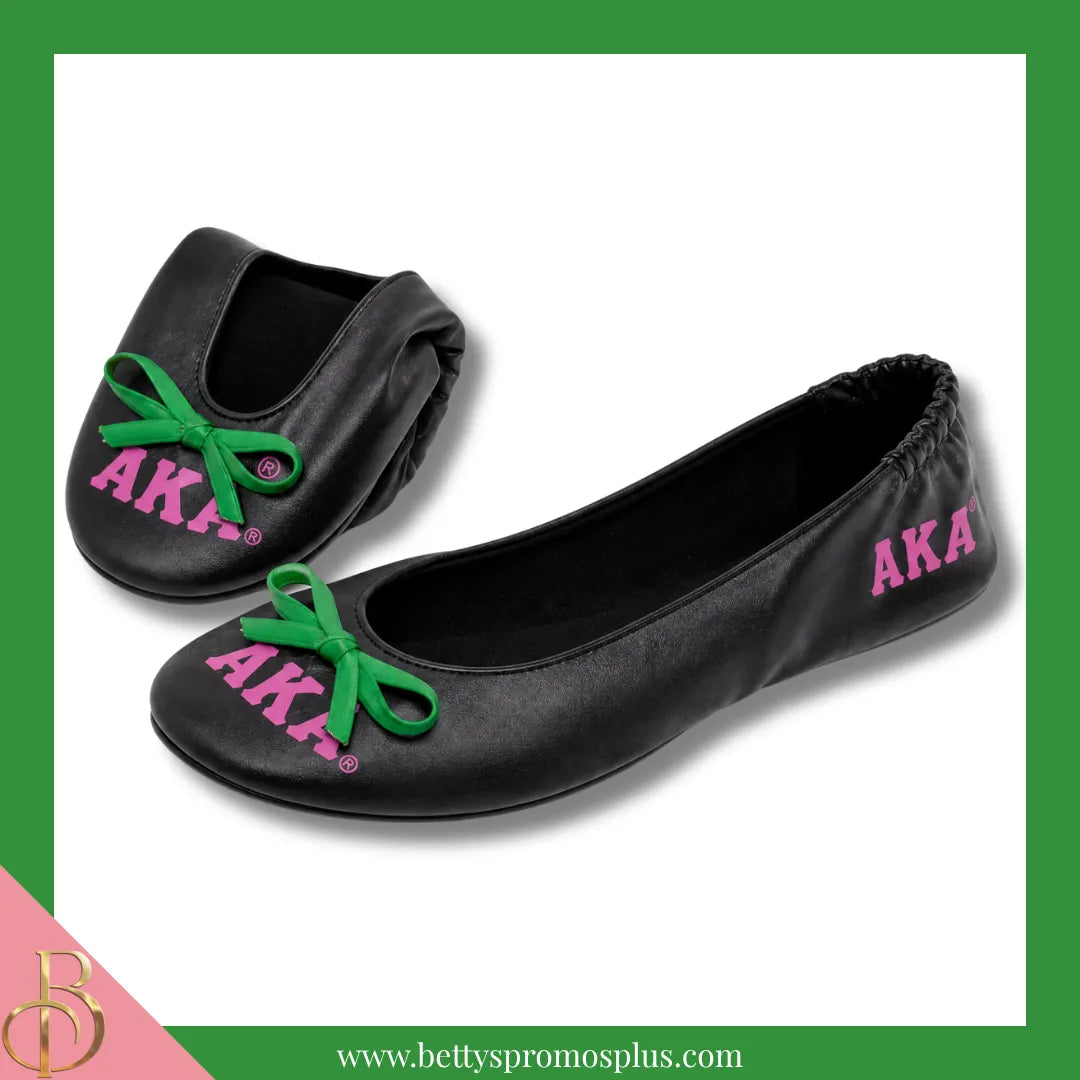 Alpha Kappa Alpha Ballet Flats w/ Carrying Case-Alpha Kappa Alpha Paraphernalia-Alpha Kappa Alpha Ballet Flats-Betty's Promos Plus