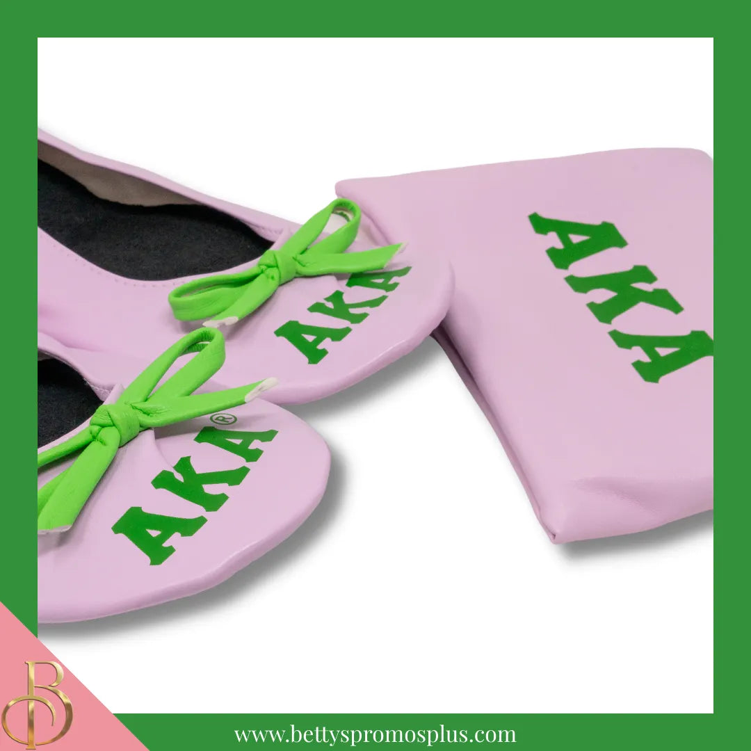 Alpha Kappa Alpha Ballet Flats w/ Carrying Case-Alpha Kappa Alpha Paraphernalia-Alpha Kappa Alpha Ballet Flats-Betty's Promos Plus