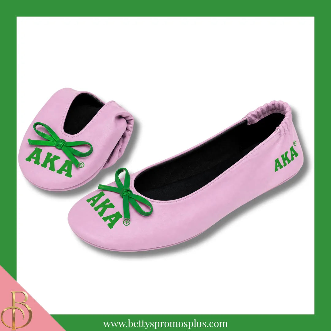 Alpha Kappa Alpha Ballet Flats w/ Carrying Case-Alpha Kappa Alpha Paraphernalia-Alpha Kappa Alpha Ballet Flats-Betty's Promos Plus