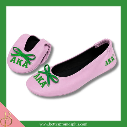 Alpha Kappa Alpha Ballet Flats w/ Carrying Case-Alpha Kappa Alpha Paraphernalia-Alpha Kappa Alpha Ballet Flats-Betty's Promos Plus