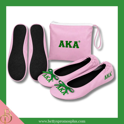 Alpha Kappa Alpha Ballet Flats w/ Carrying Case-Alpha Kappa Alpha Paraphernalia-Alpha Kappa Alpha Ballet Flats-Betty's Promos Plus