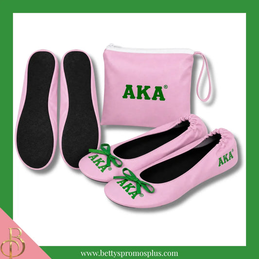 Alpha Kappa Alpha Ballet Flats w/ Carrying Case-Alpha Kappa Alpha Paraphernalia-Alpha Kappa Alpha Ballet Flats-Betty's Promos Plus