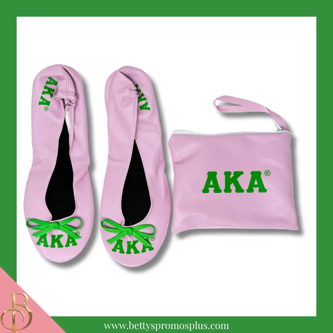 Alpha Kappa Alpha Ballet Flats w/ Carrying Case-Pink-X-Small US 5.5-Alpha Kappa Alpha Paraphernalia-Alpha Kappa Alpha Ballet Flats-Betty's Promos Plus