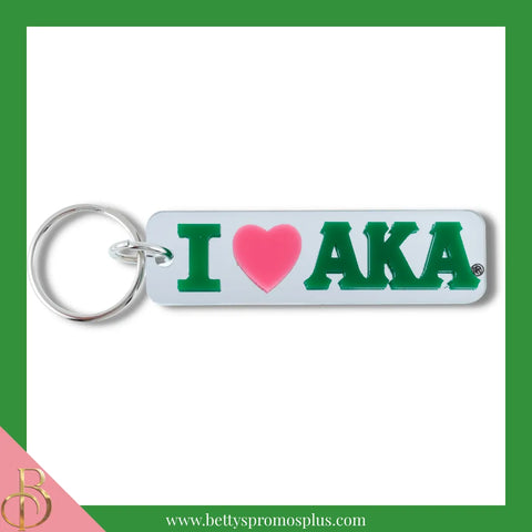 Alpha Kappa Alpha I Love AKA Rectangular Acrylic Mirrored Keychain-Silver-Alpha Kappa Alpha Paraphernalia-Alpha Kappa Alpha Keychain-Betty's Promos Plus