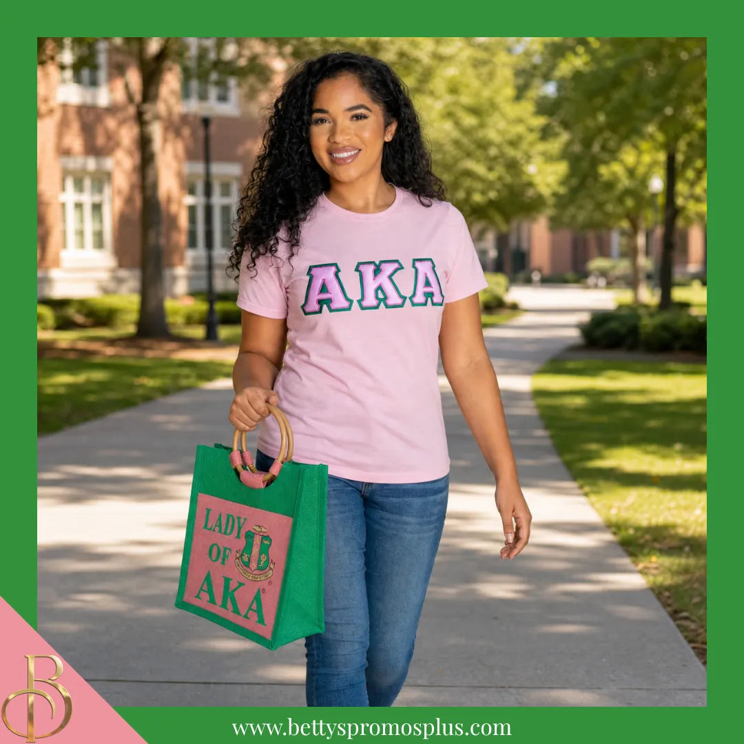 Alpha Kappa Alpha Lady of AKA Sorority Jute Bag-Alpha Kappa Alpha Paraphernalia-Alpha Kappa Alpha Purses-Betty's Promos Plus