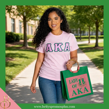 Alpha Kappa Alpha Lady of AKA Sorority Jute Bag-Alpha Kappa Alpha Paraphernalia-Alpha Kappa Alpha Purses-Betty's Promos Plus