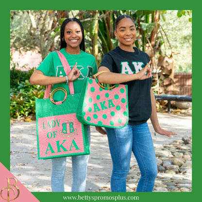 Alpha Kappa Alpha Lady of AKA Sorority Jute Bag-Alpha Kappa Alpha Paraphernalia-Alpha Kappa Alpha Purses-Betty's Promos Plus