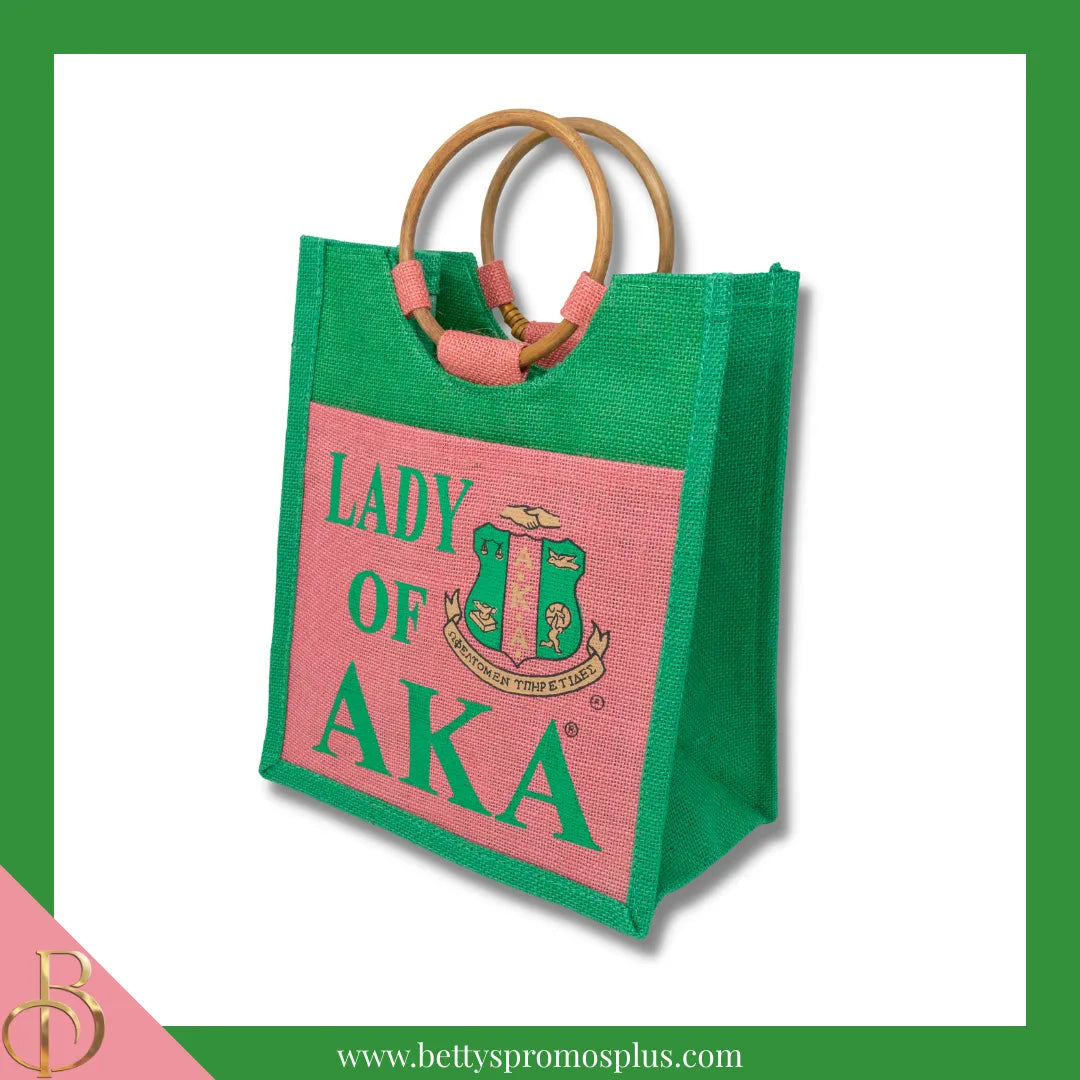 Alpha Kappa Alpha Lady of AKA Sorority Jute Bag-Alpha Kappa Alpha Paraphernalia-Alpha Kappa Alpha Purses-Betty's Promos Plus