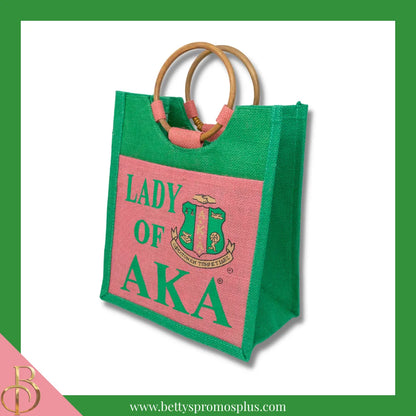 Alpha Kappa Alpha Lady of AKA Sorority Jute Bag-Alpha Kappa Alpha Paraphernalia-Alpha Kappa Alpha Purses-Betty's Promos Plus