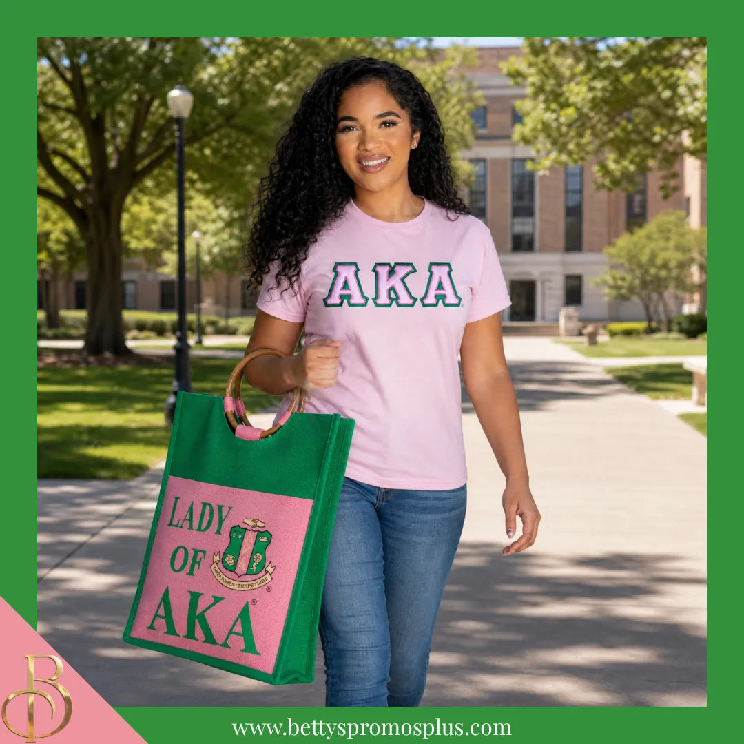 Alpha Kappa Alpha Lady of AKA Sorority Jute Bag-Alpha Kappa Alpha Paraphernalia-Alpha Kappa Alpha Purses-Betty's Promos Plus
