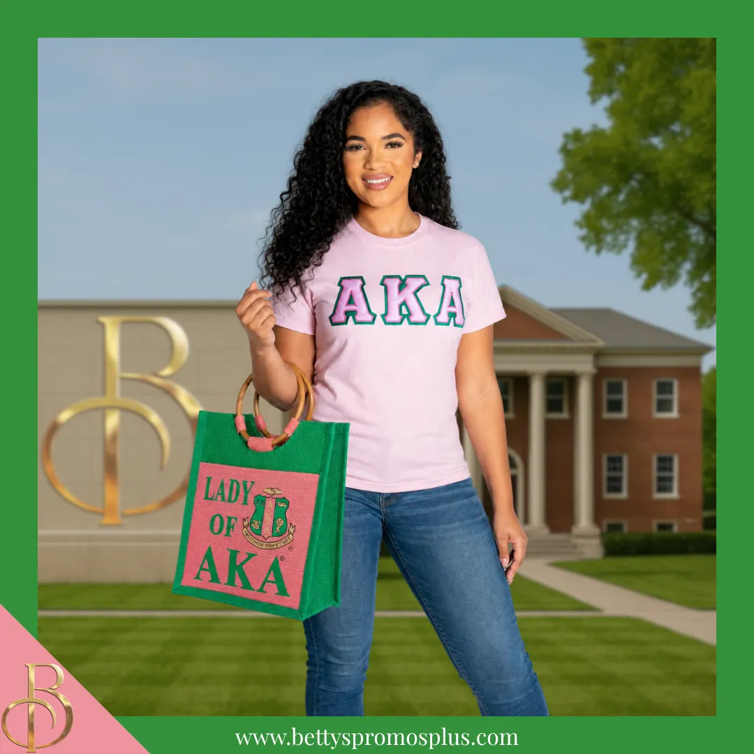Alpha Kappa Alpha Lady of AKA Sorority Jute Bag-Alpha Kappa Alpha Paraphernalia-Alpha Kappa Alpha Purses-Betty's Promos Plus