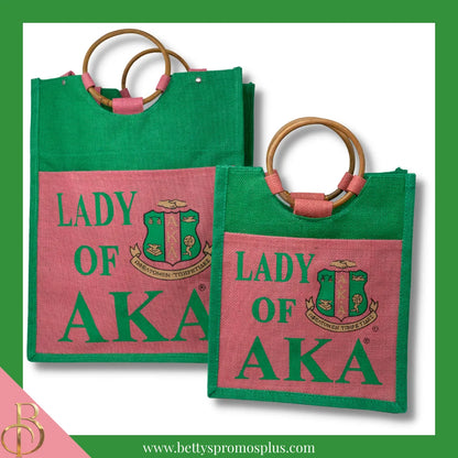 Alpha Kappa Alpha Lady of AKA Sorority Jute Bag-Alpha Kappa Alpha Paraphernalia-Alpha Kappa Alpha Purses-Betty's Promos Plus