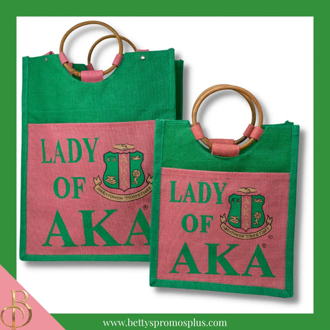 Alpha Kappa Alpha Lady of AKA Sorority Jute Bag-Alpha Kappa Alpha Paraphernalia-Alpha Kappa Alpha Purses-Betty's Promos Plus