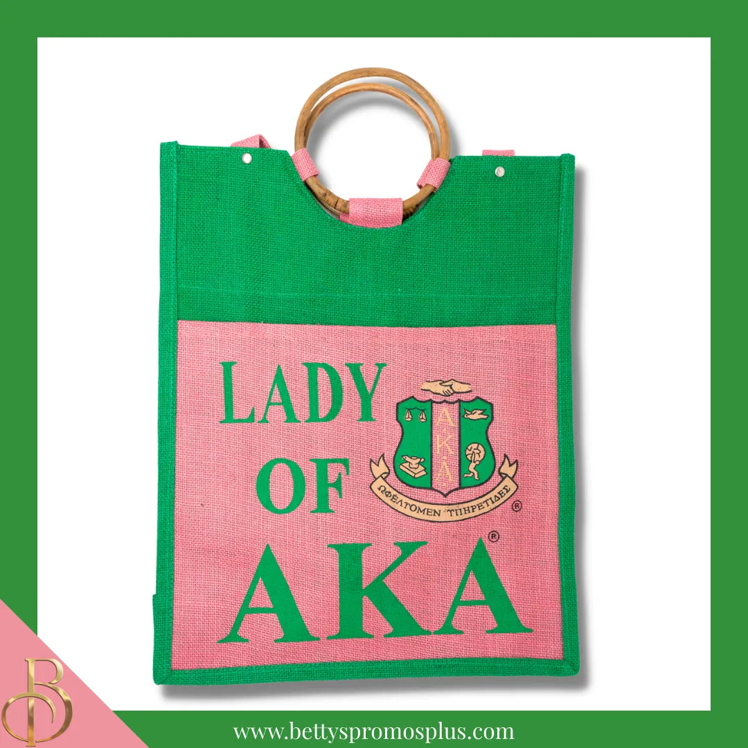 Alpha Kappa Alpha Lady of AKA Sorority Jute Bag-Large-Green-Alpha Kappa Alpha Paraphernalia-Alpha Kappa Alpha Purses-Betty's Promos Plus