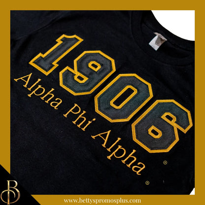 Alpha Phi Alpha 1906 ΑΦΑ Script Double Stitched Appliqué Embroidered Line T-Shirt-Alpha Phi Alpha Paraphernalia-Alpha Phi Alpha T-Shirts-Betty's Promos Plus