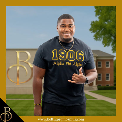Alpha Phi Alpha 1906 ΑΦΑ Script Double Stitched Appliqué Embroidered Line T-Shirt-Alpha Phi Alpha Paraphernalia-Alpha Phi Alpha T-Shirts-Betty's Promos Plus
