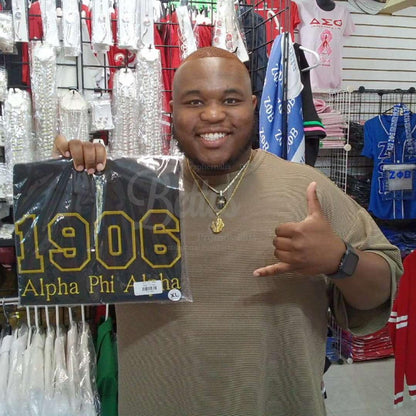 Alpha Phi Alpha 1906 ΑΦΑ Script Double Stitched Appliqué Embroidered Line T-Shirt-Alpha Phi Alpha Paraphernalia-Alpha Phi Alpha T-Shirts-Betty's Promos Plus