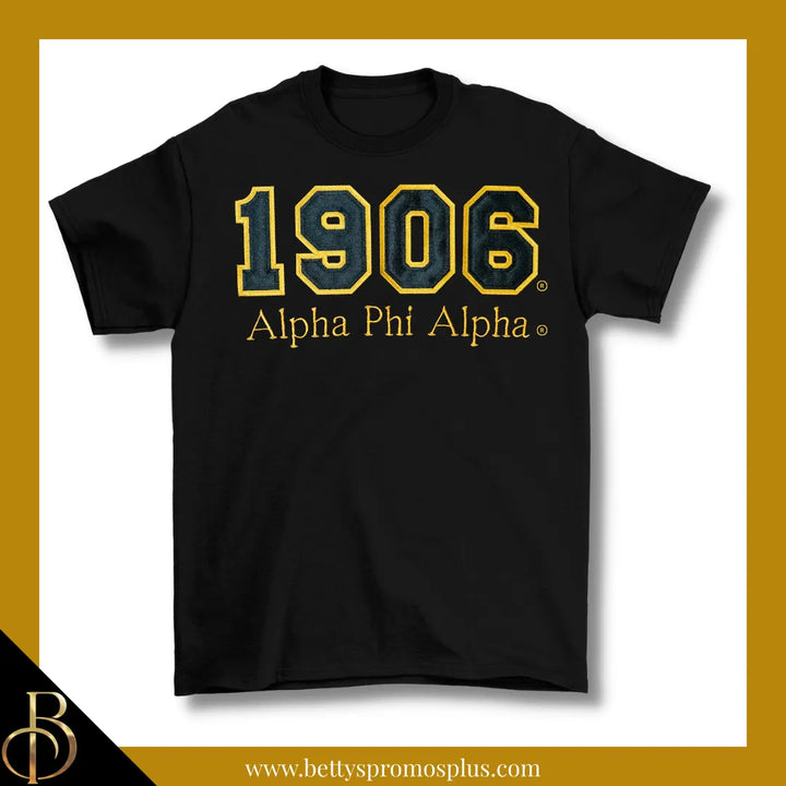 Alpha Phi Alpha 1906 ΑΦΑ Script Double Stitched Appliqué Embroidered Line T-Shirt