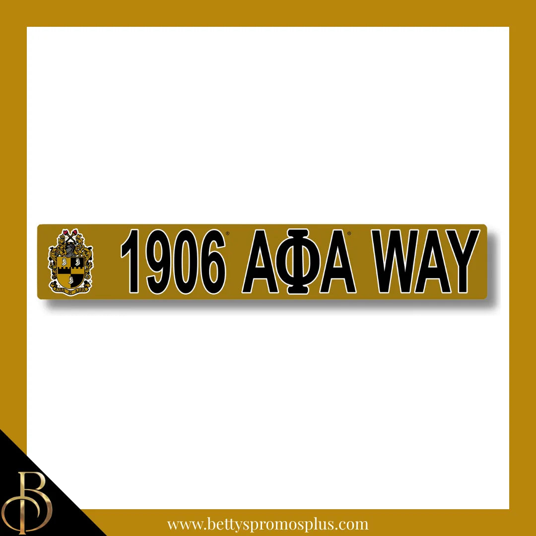 Alpha Phi Alpha 1906 ΑΦΑ Way Street Sign-Gold-Alpha Phi Alpha Paraphernalia-Alpha Phi Alpha Street Sign-Betty's Promos Plus