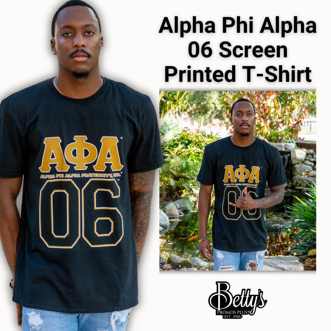 Alpha Phi Alpha ΑΦΑ 06 Screen Printed T-Shirt-Alpha Phi Alpha Paraphernalia-Alpha Phi Alpha T-Shirts-Betty's Promos Plus
