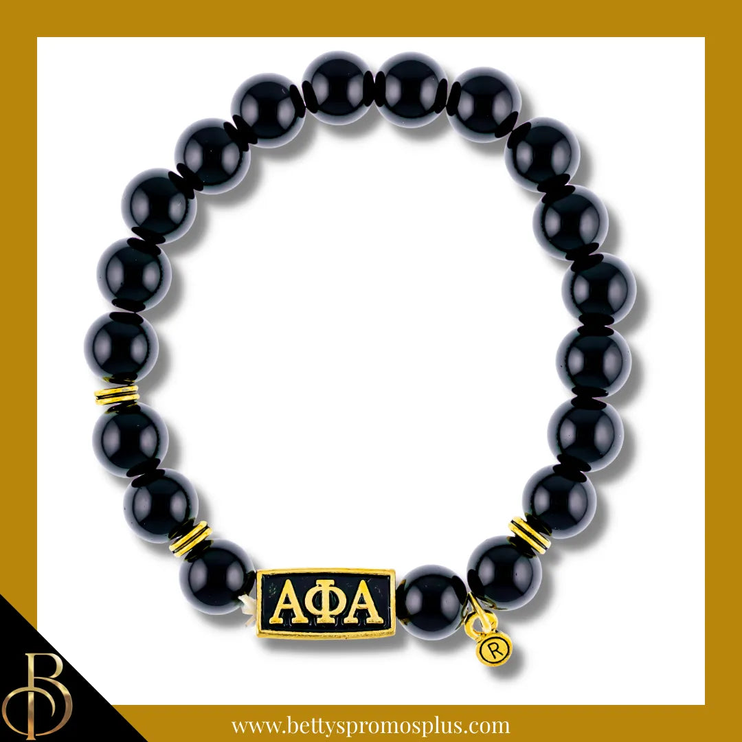 Alpha Phi Alpha ΑΦΑ 1906 Black Beaded Bracelet-Alpha Phi Alpha Paraphernalia-Alpha Phi Alpha Bracelet-Betty's Promos Plus