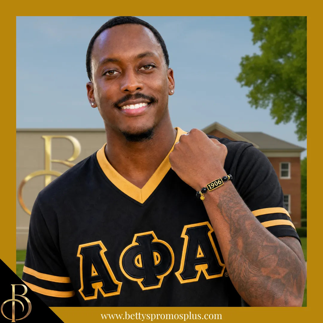Alpha Phi Alpha ΑΦΑ 1906 Black Beaded Bracelet-Alpha Phi Alpha Paraphernalia-Alpha Phi Alpha Bracelet-Betty's Promos Plus