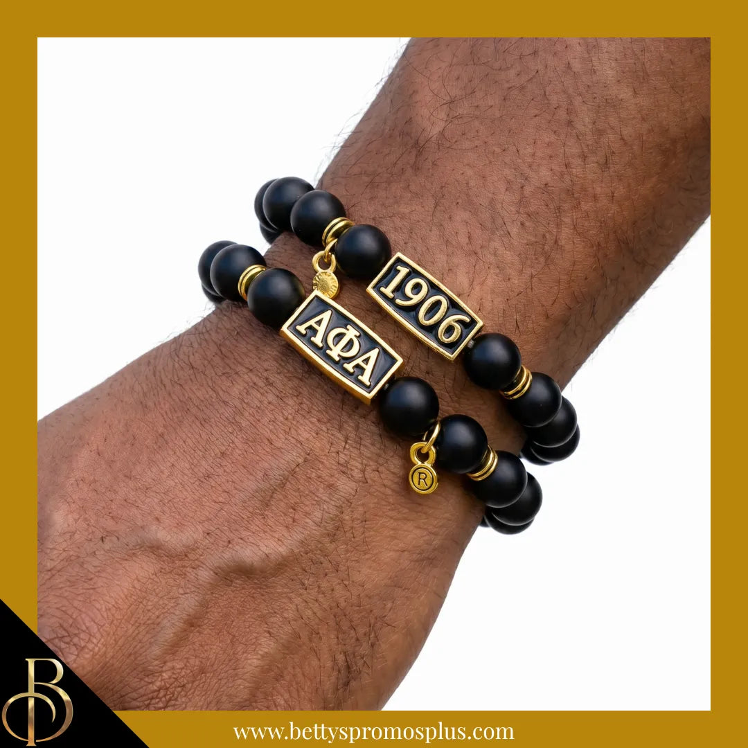 Alpha Phi Alpha ΑΦΑ 1906 Black Beaded Bracelet-Alpha Phi Alpha Paraphernalia-Alpha Phi Alpha Bracelet-Betty's Promos Plus